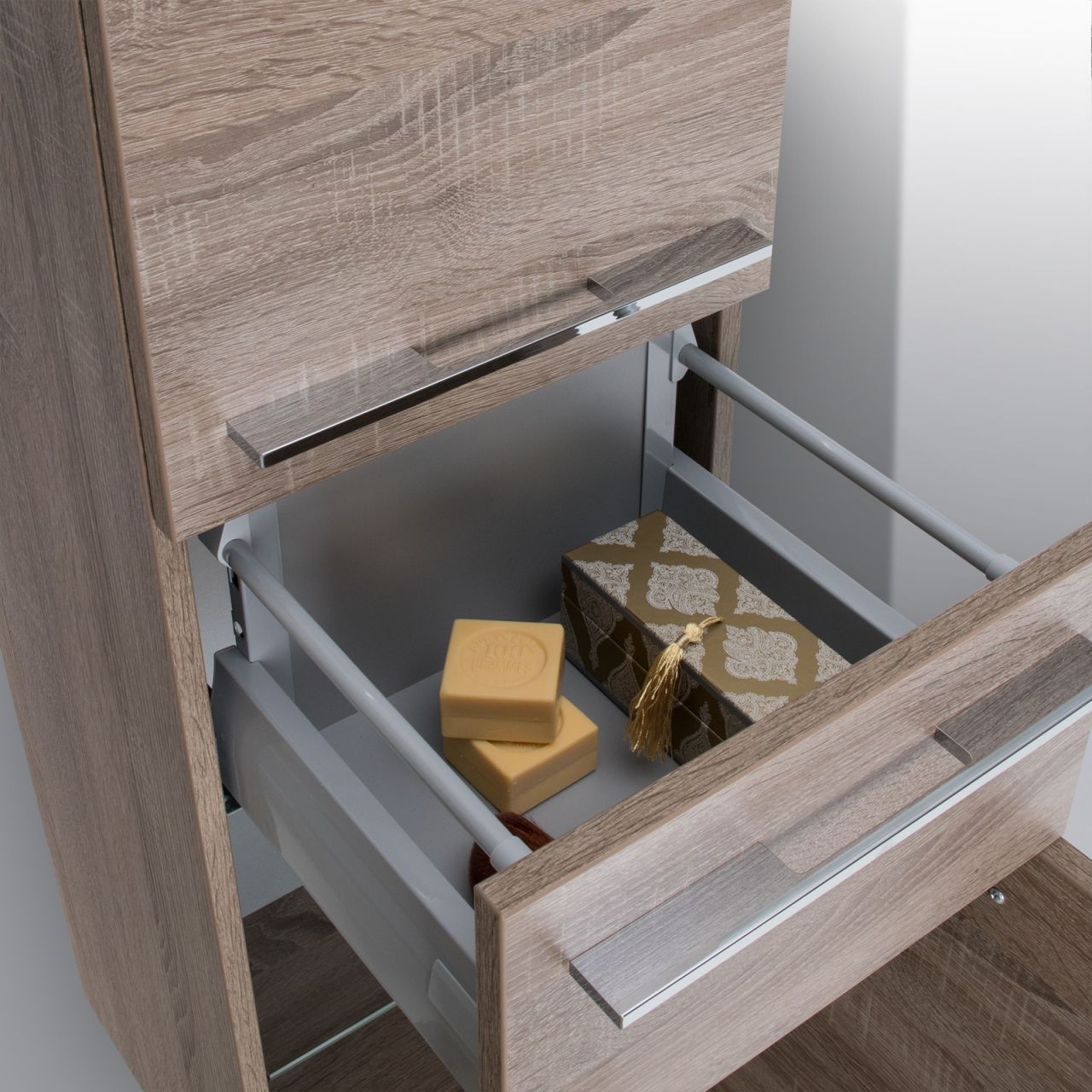 Bad Hochschrank Badmöbel Maße: H/B/T 156,6/35/32,5 cm komplett vormontiert