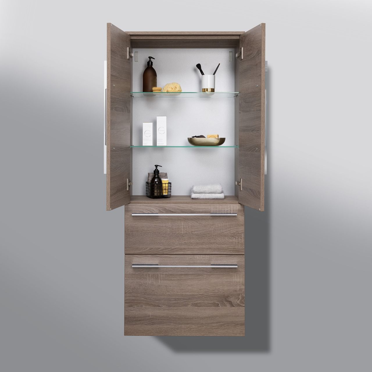 Bad Hochschrank Seitenschrank Maße: H/B/T 151,6/60/32,5cm komplett vormontiert