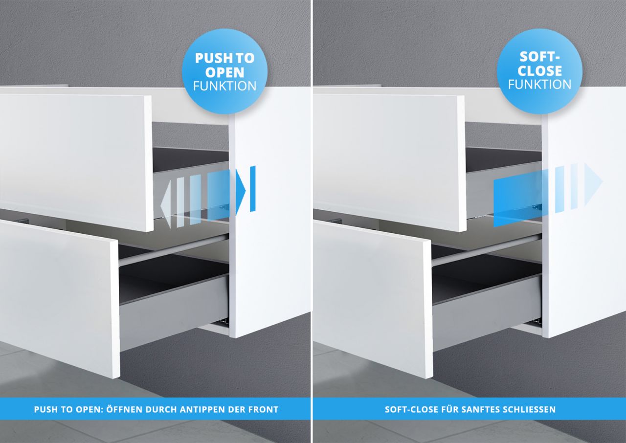 Unterschrank für Laufen Living Waschtisch 68 cm Grifflos Push To Open + Softclose
