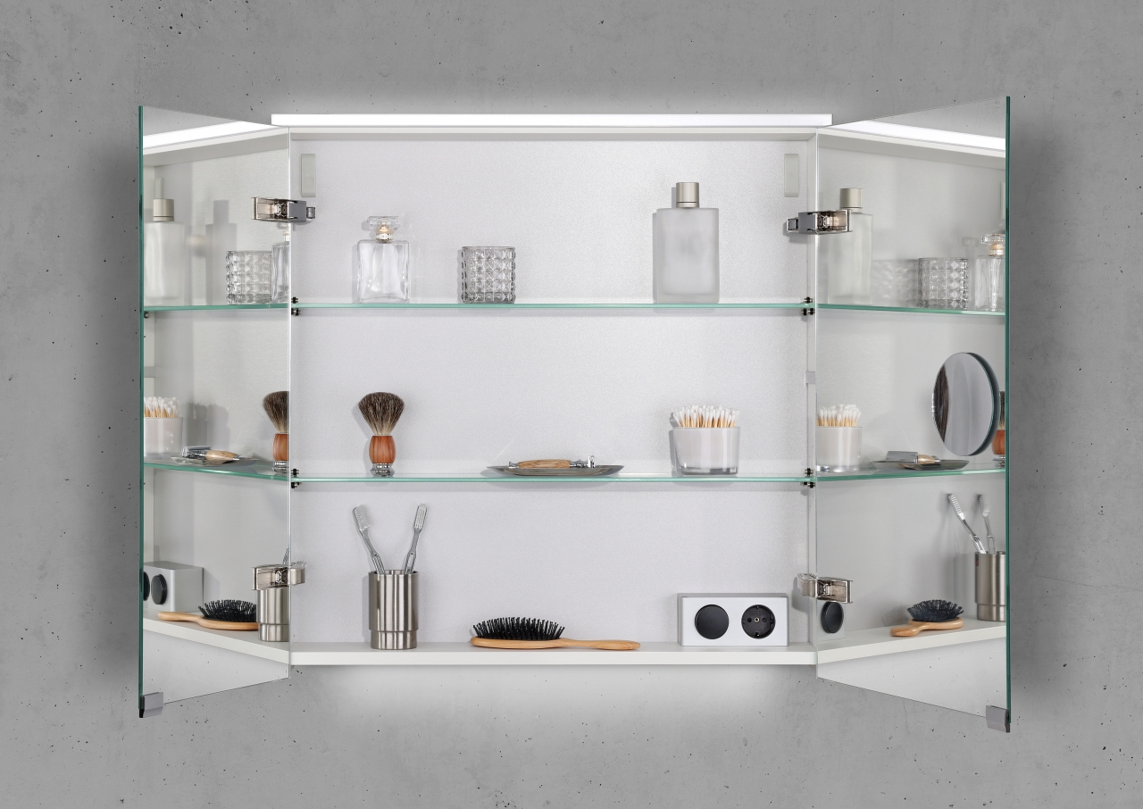 Spiegelschrank 70 cm integrierte MULTI Light LED Beleuchtung Doppelspiegeltüren