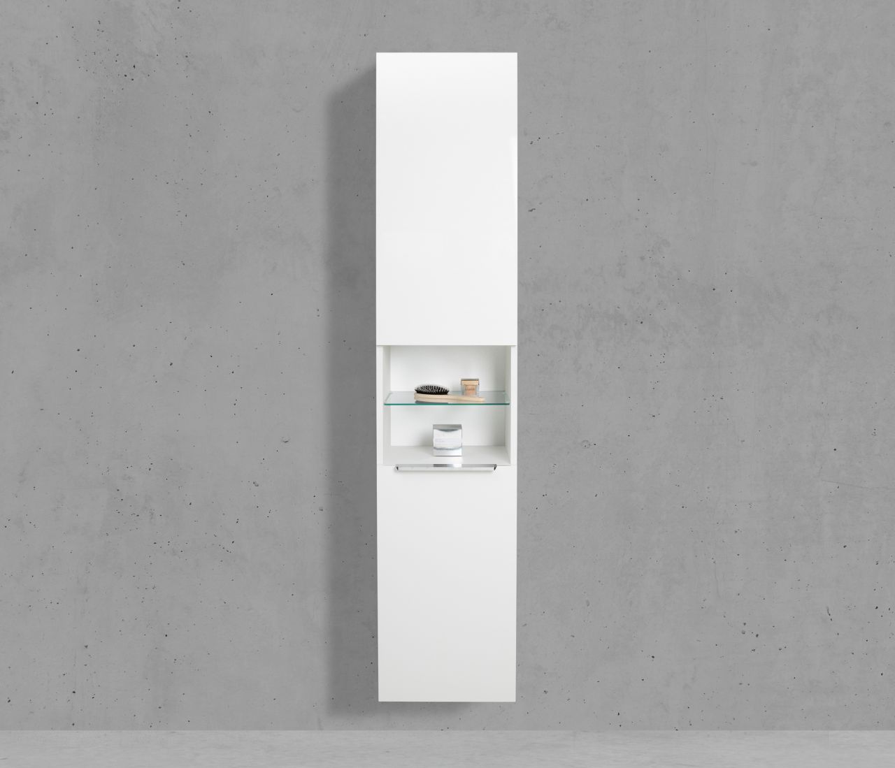Bad Hochschrank mit Wäschekippe Seitenschrank H/B/T: 176,6/40/32,5cm Weiß Hochglanz Lack