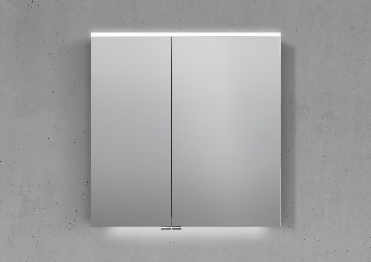 Spiegelschrank 70 cm integrierte MULTI Light LED Beleuchtung Doppelspiegeltüren