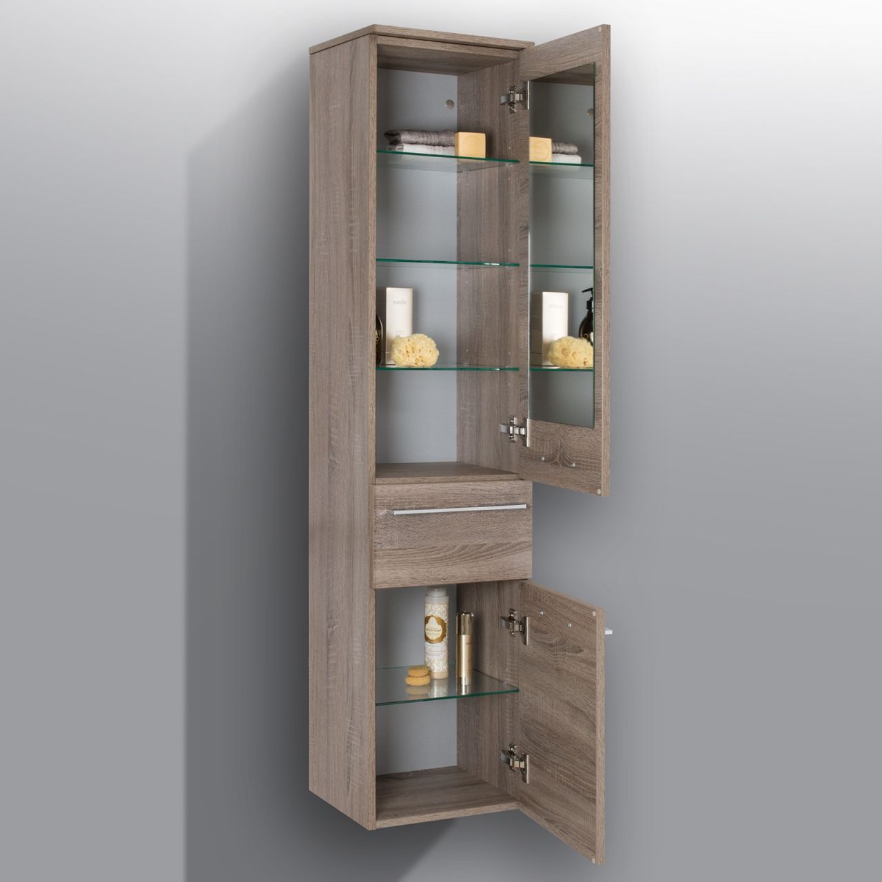 Bad Hochschrank Badmöbel Maße: H/B/T 156,6/35/32,5 cm komplett vormontiert