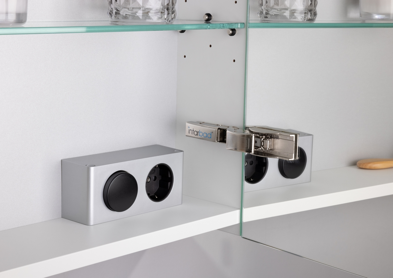 Spiegelschrank 130 cm integrierte MULTI Light LED Beleuchtung Doppelspiegeltüren Spiegelschrank 130 cm integrierte MULTI Light LED Beleuchtung Doppelspiegeltüren