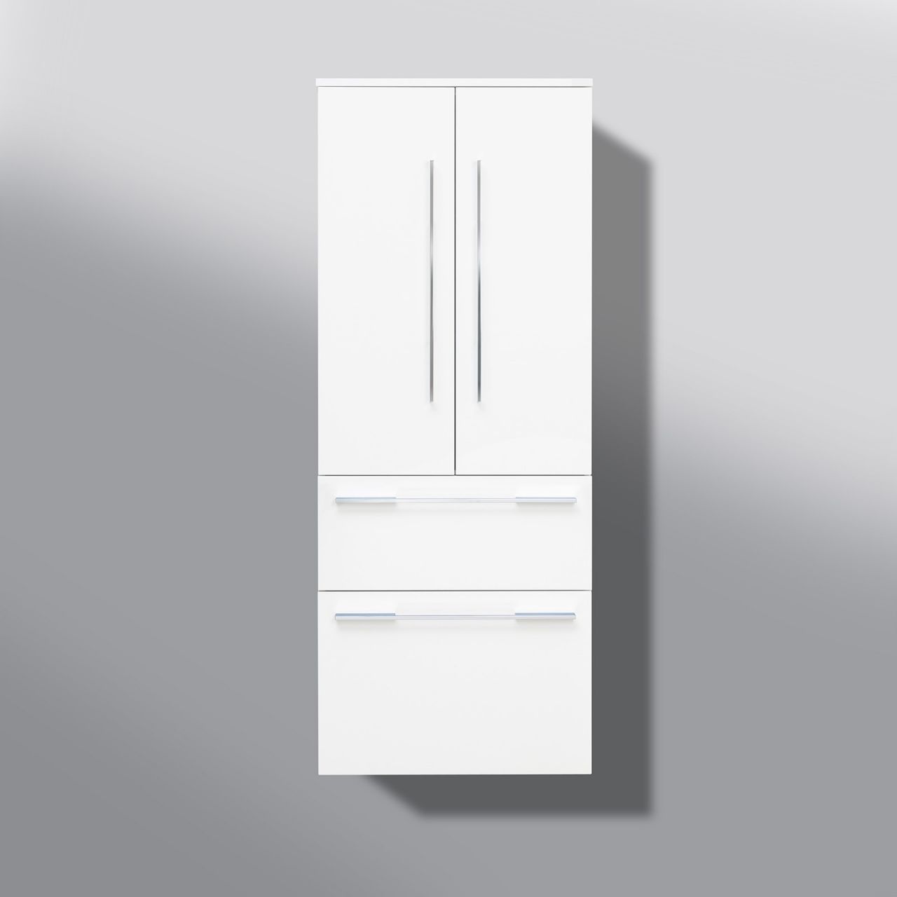 Bad Hochschrank Seitenschrank H/B/T 151,6/60/32,5cm, weiß hochglanz, vormontiert