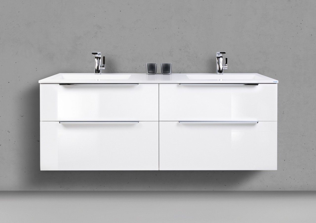 Doppelwaschtisch 150 cm Badmöbel SKY, Led Spiegelschrank, Made in Germany