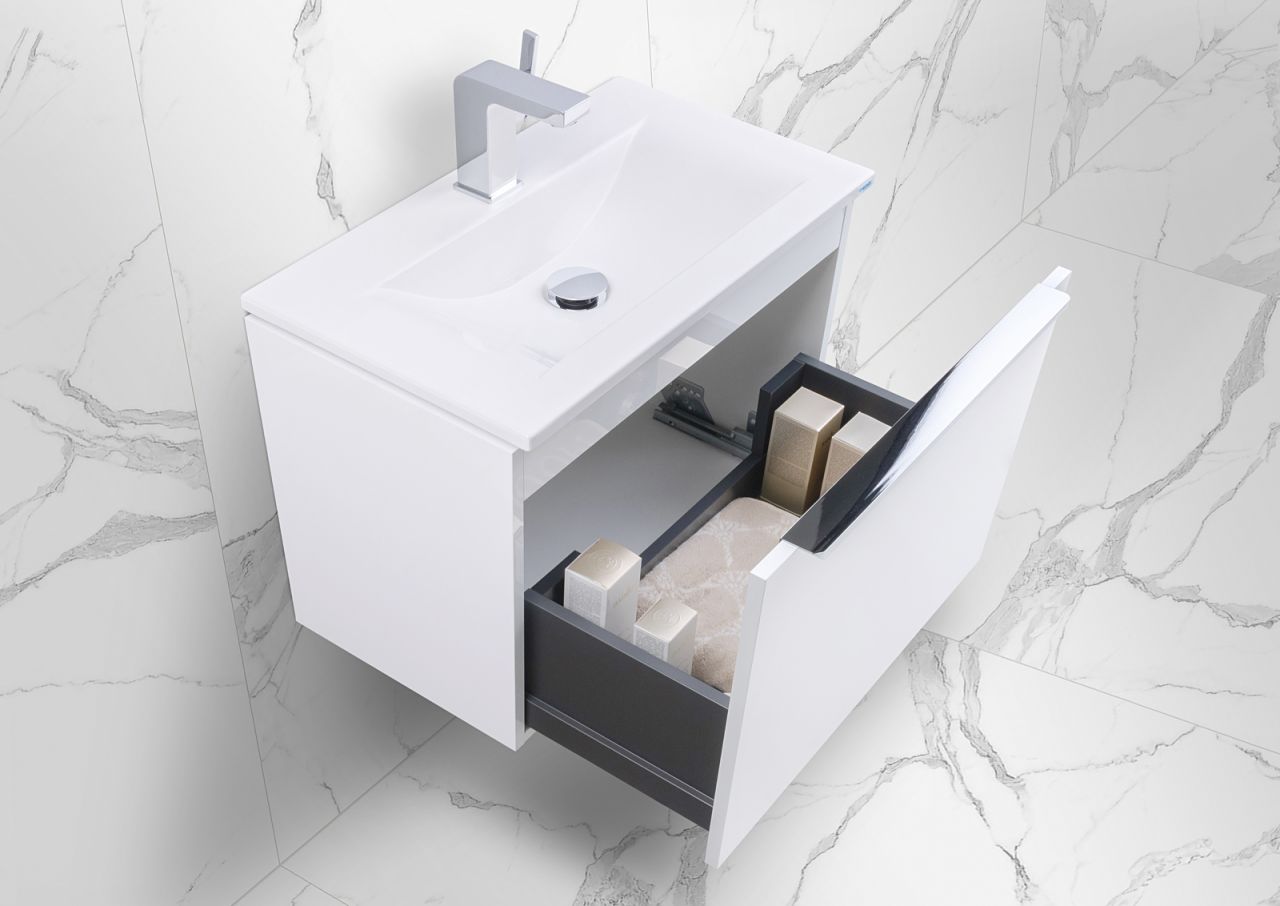 Gäste Badmöbel Set 60 cm, Unterschrank mit Auszug, komplett vormontiert