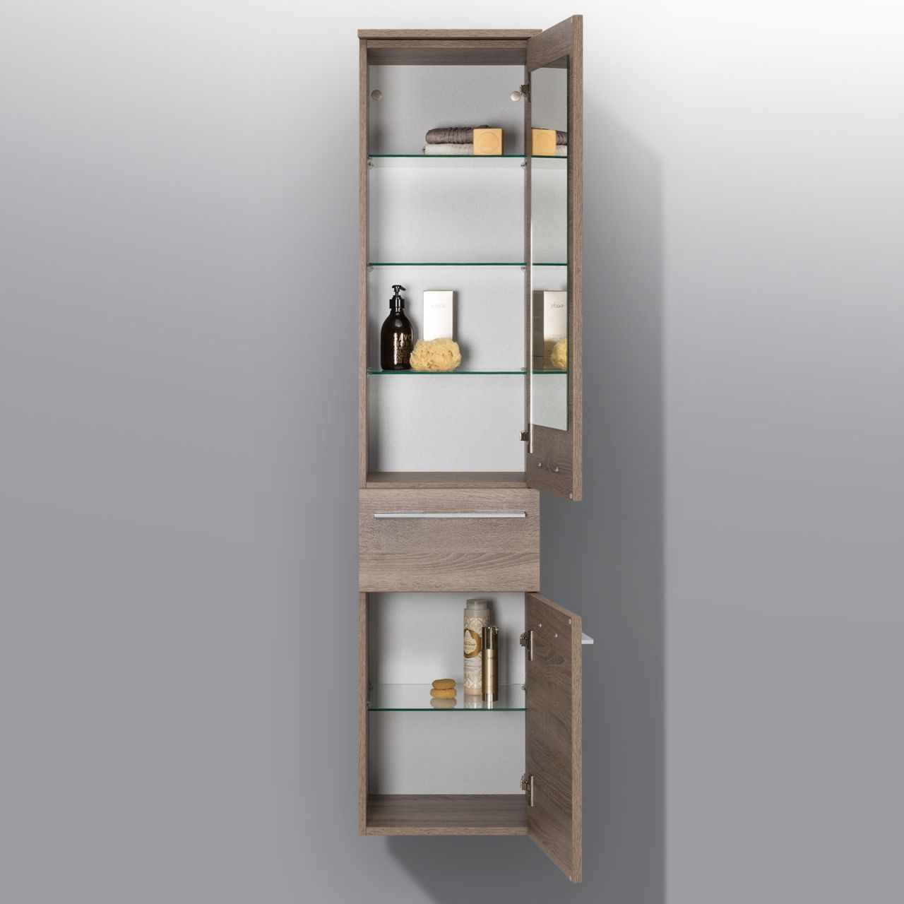 Bad Hochschrank Badmöbel Maße: H/B/T 156,6/35/32,5 cm komplett vormontiert